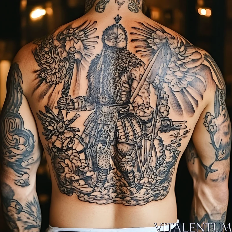 Viking Warrior Back Tattoo AI Image