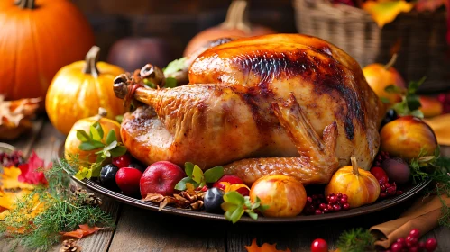 Roasted Turkey with Autumnal Garnishes