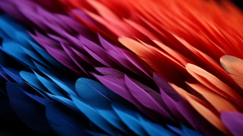 Colorful Feathers on Black Background - Abstract Art