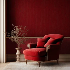 Red Armchair and Plant Still Life