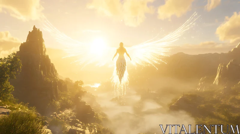 AI ART Radiant Angel in Misty Mountains