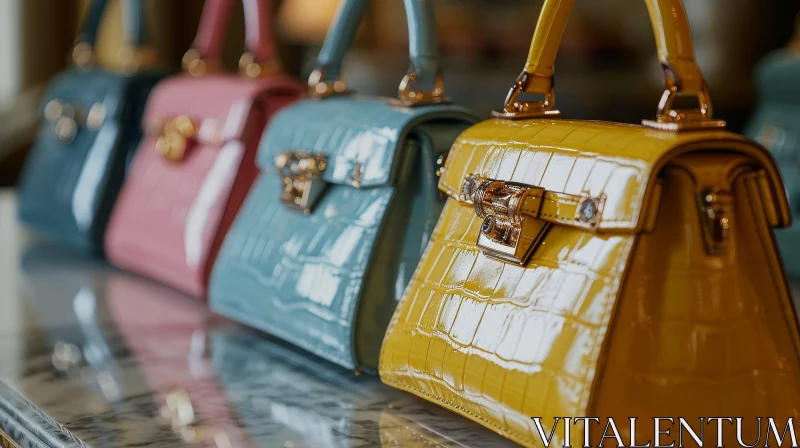 Luxury Crocodile Leather Handbags in Diverse Colors AI Image