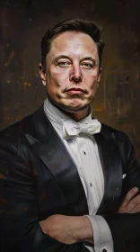 Confident Elon Musk in Tuxedo