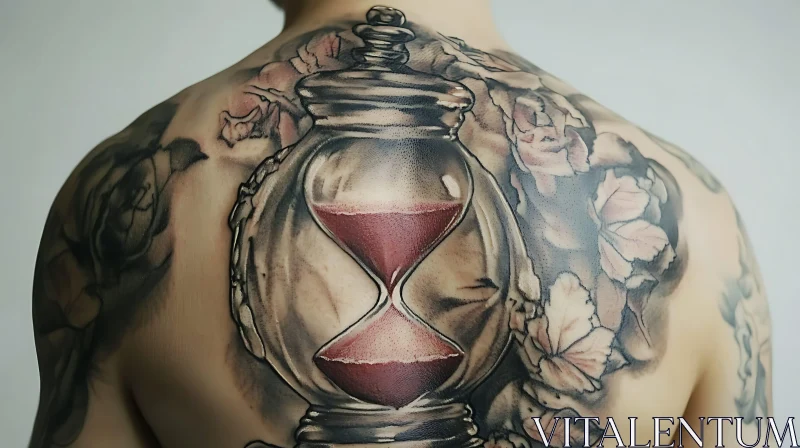 Back Tattoo of Hourglass and Roses AI Image