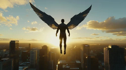 Winged Guardian Over Metropolis