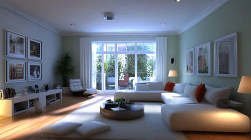 Modern Home Interior with White Sofa