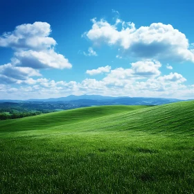 Rolling Hills and Cloudy Sky Scenery