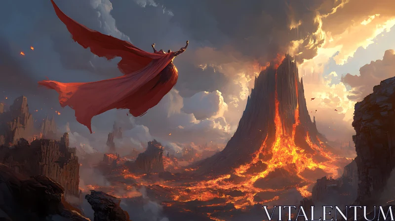 Volcanic Soar: A Heroic Journey AI Image