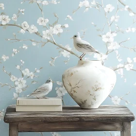 Serene Bird and Blossom Arrangement