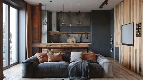 Contemporary Interior Design with Gray Sofa