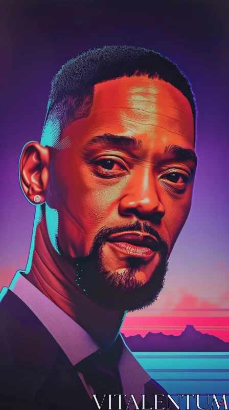 AI ART Neon-Colored Digital Art of Will Smith