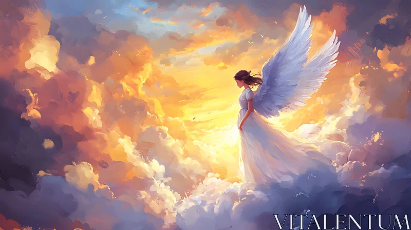 Heavenly Angel in Golden Light AI Image