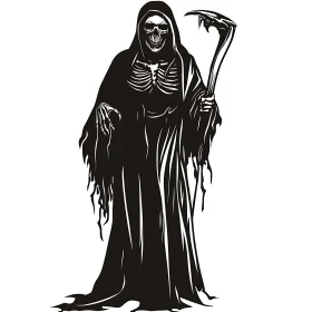 Monochrome Grim Reaper with Scythe