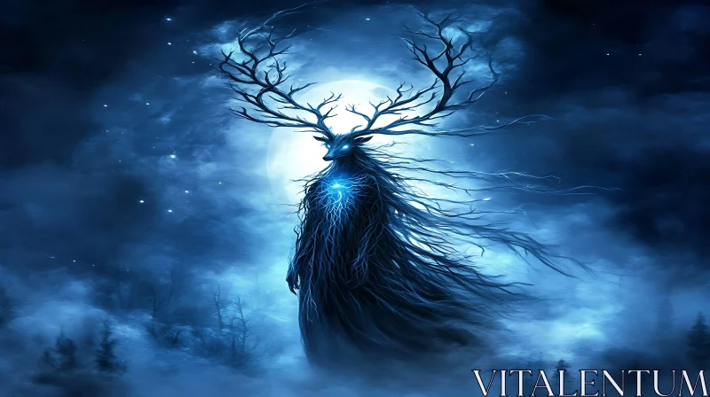 Mystical Creature with Antlers AI Image