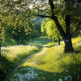 Tranquil Path in a Green Meadow