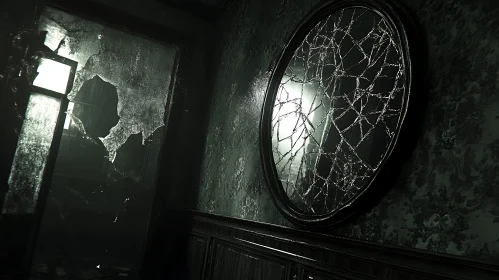 Shattered Reflections: Dark Interior Scene