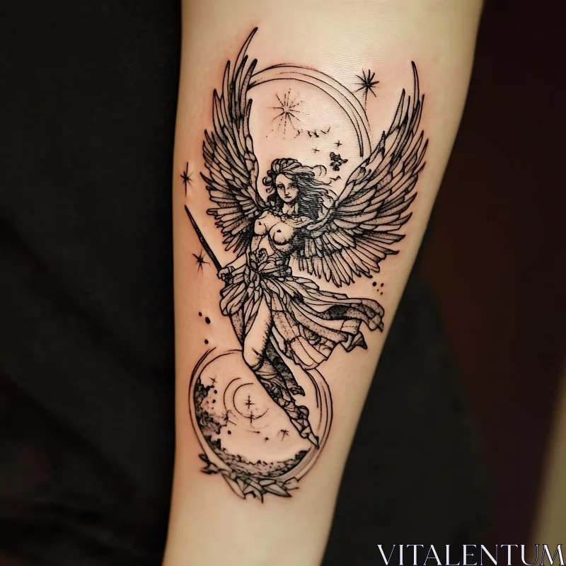 Celestial Angel Tattoo Art AI Image