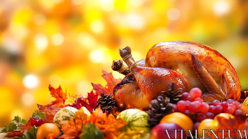 Roasted Turkey with Autumnal Harvest AI Image