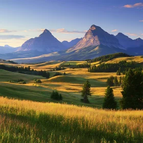 Mountains and Fields: Serene Landscape