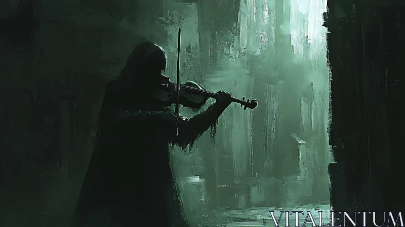 AI ART Silhouette Violin Player Abstract Art