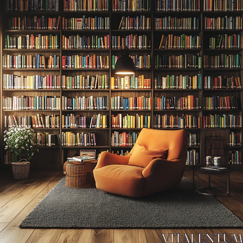 AI ART Cozy Reading Nook in a Private Library