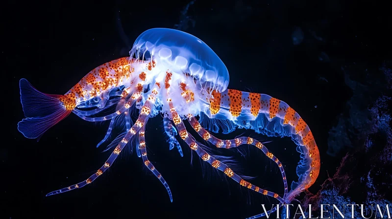 Glowing Jellyfish in Ocean Depths AI Image