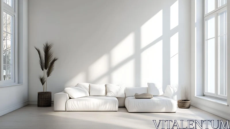 AI ART Bright White Room with Modern Couch