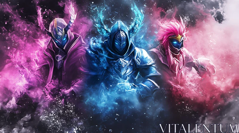 Mystic Warriors in Astral Colors AI Image