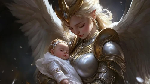 Guardian Angel with Sleeping Infant