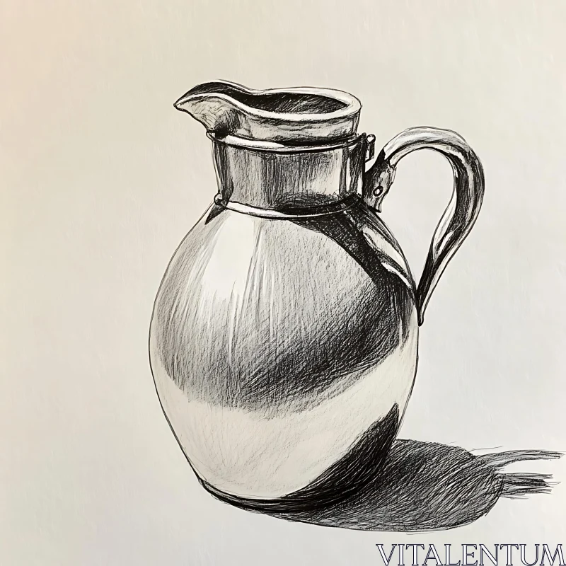 Intricate Jug Drawing with Detailed Shading AI Image