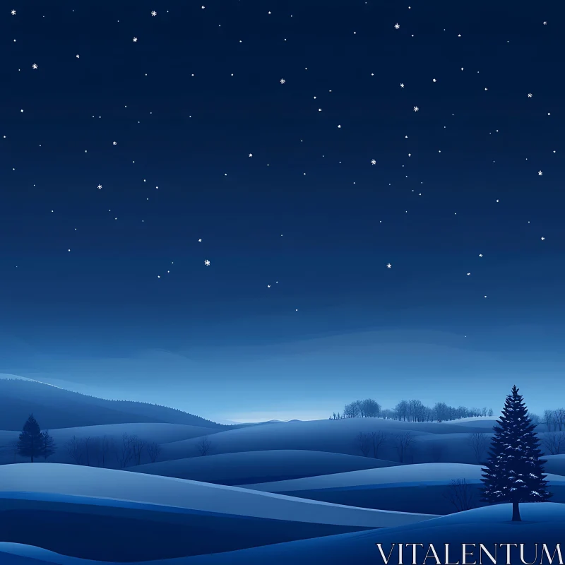 AI ART Starry Night Winter Landscape