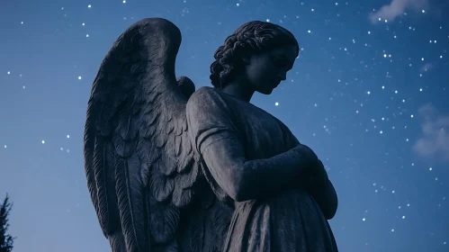 Stone Angel Statue with Wings