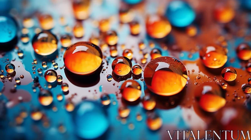 Abstract Water Drops on Colorful Background AI Image