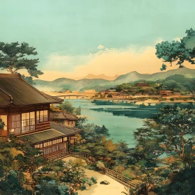 Tranquil Lake and Mountain View