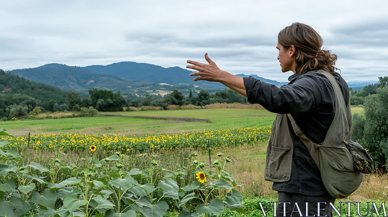 AI ART Man in Sunflower Field