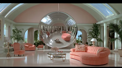 Luxury Living Room with Spherical Reflection