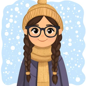 Winter Girl Cartoon Illustration