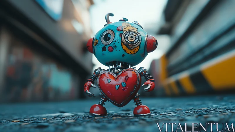 AI ART Quirky Robot with Heart Body