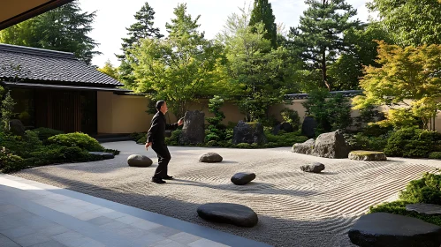 Peaceful Japanese Garden with Stones