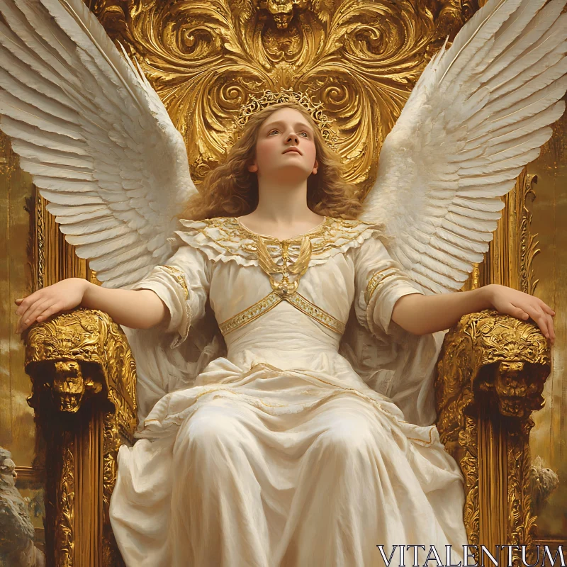 Regal Angel with Wings and Crown AI Image