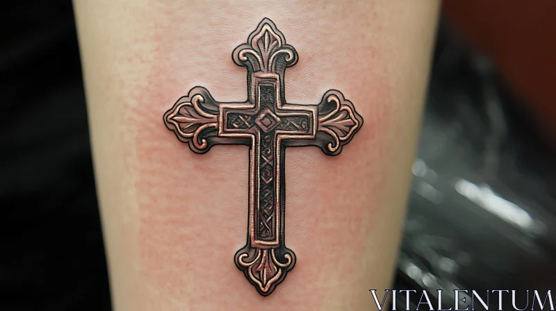 Intricate Cross Tattoo Art AI Image