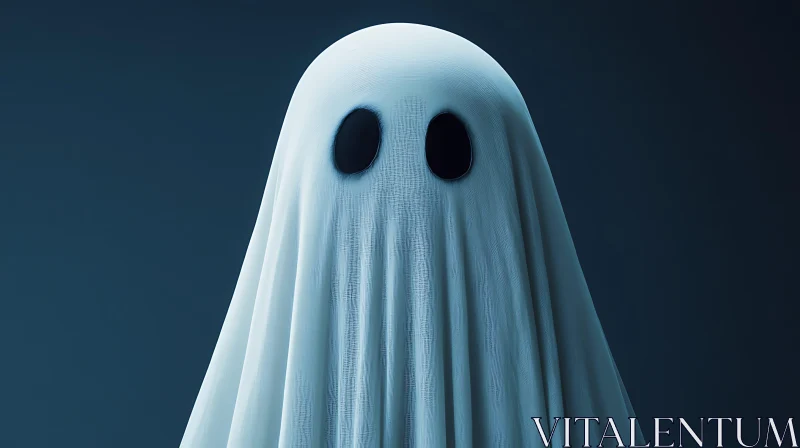 Mysterious Ghost in White Sheet AI Image