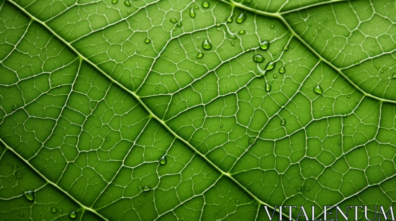 Green Leaf with Water Droplets: An Eco-friendly Masterpiece AI Image