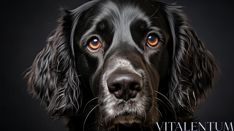 Intense Black Dog Portrait with Soft Lighting AI Image
