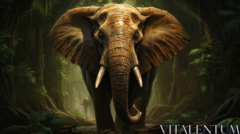 Jungle Fantasy: Elephant Amidst Nature's Bounty AI Image