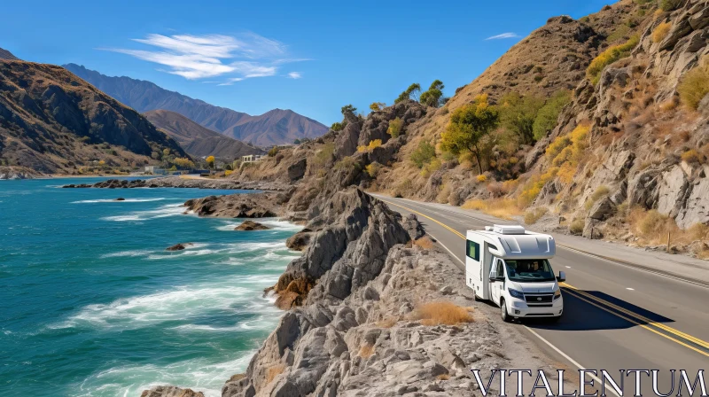 Scenic RV Drive Along Mountainous Road and Ocean | Nature Art AI Image
