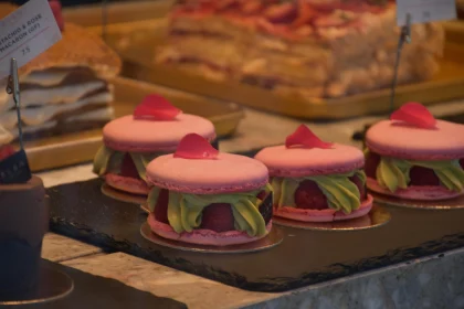 Delicate Pistachio Raspberry Macarons