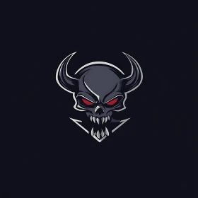 Horned Skull Graphic Illustration on Dark Backdrop