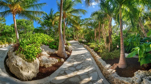 Lush Palm Tree Path