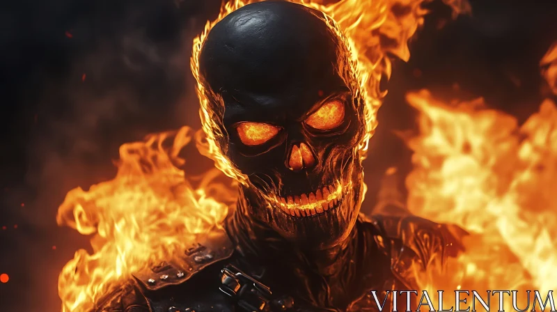 AI ART Skull Ablaze: A Portrait of Fire